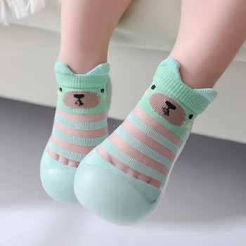 детские носки, летние домашние нескользящие носки в стиле милых животных, мягкая резиновая подошва, обувь для малышей
