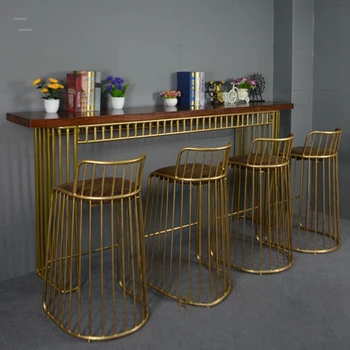 Дизайнерские барные стулья из кованого железа в скандинавском стиле, кухонная мебель, барный стул с золотой спинкой, легкая Роскошная гостиная, барный стул для отдыха.