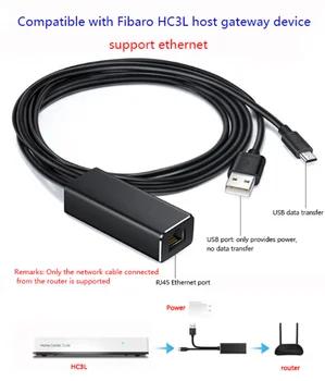 Для использования в FIBARO Home Center 3 Lite ， адаптер Micro USB для Ethernet 10/100 Мбит / с