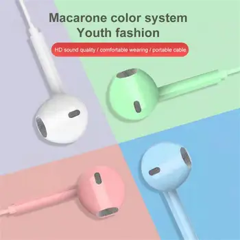 До 19 лет, проводные наушники с функцией шумоподавления, микрофон 3,5 мм, милые наушники Macaron с мультяшным рисунком, доступны шесть цветов