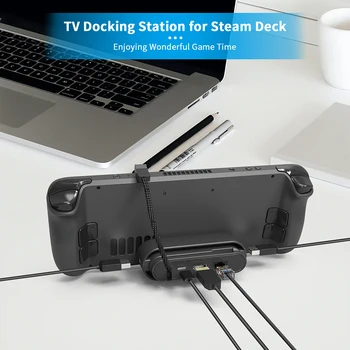 Док-Видео Конвертер 4K База Док-станции USB3.0 Подставка для телевизора, совместимая с HDMI Компьютерная Периферия для Игровой консоли Steam Deck