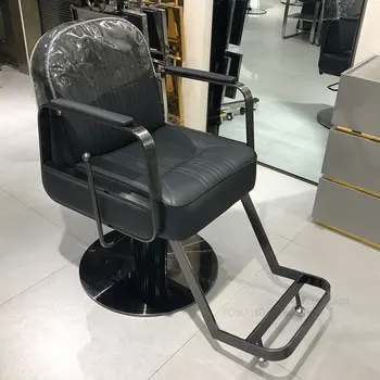 Европейские парикмахерские кресла из нержавеющей стали, современная салонная мебель, парикмахерская, парикмахерский салон, специальный стул для стрижки волос, который можно опустить