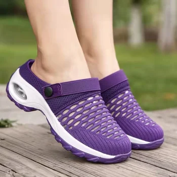 Женская обувь 2023, повседневные сандалии с увеличенной подушкой, нескользящие женские сандалии на платформе, уличные тапочки из дышащей сетки для прогулок.