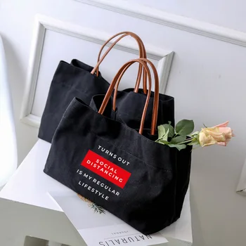 Женская пляжная сумка, холщовая сумка-тоут, Рабочая сумка, сумка для покупок, Социальная дистанция, Дропшиппинг