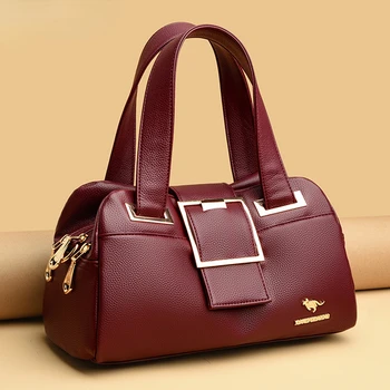 Женская сумка из мягкой кожи, роскошные дизайнерские брендовые сумки через плечо, 3-слойные женские повседневные сумки-тоут большой емкости, Основной мешок