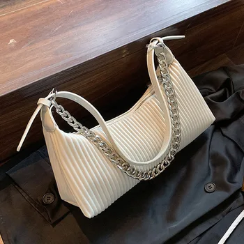 Женская сумка подмышками 2023, новые простые трендовые сумки через плечо с цепочкой, шикарная женская маленькая сумка-тоут, женская сумочка для вечеринок
