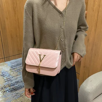 Женская сумка через плечо в корейском стиле, маленькая сумочка с V-образным рисунком и кисточками, сумочка на цепочке, Маленькая сумка для телефона, Розовый, Черный
