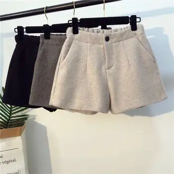 Женские дешевые шорты harajuku, летние свободные широкие брюки с высокой талией, однотонные женские брюки на пуговицах, прямая поставка, HJTSR823