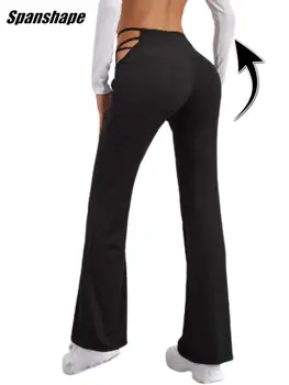 Женские сексуальные брюки-клеш с завязками, спортивные брюки с высокой талией, уличная одежда, повязка с рюшами, брюки в модном стиле y2k ouc2528