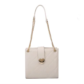 Женские сумки 2023, новая модная популярная мини-квадратная сумка-мессенджер с цепочкой, вышитая нитками, ромб, Персиковое сердце, сумки