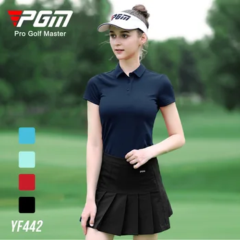 Женские футболки для гольфа PGM с короткими рукавами, летняя быстросохнущая дышащая женская спортивная облегающая одежда, одежда для тенниса YF442