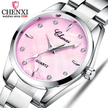 Женские часы CHENXI с циферблатом из страз и ракушки, кварцевые наручные часы, женские модные часы от топового люксового бренда montre femme