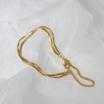 Женские ювелирные изделия из нержавеющей стали, многослойный браслет в виде змеи, Титан С 18-каратным золотом, Японское платье, мода Южной Кореи