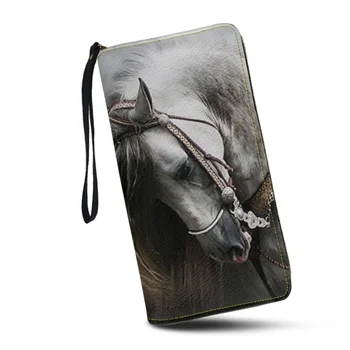 Женский кошелек Belidome с принтом лошади, Длинный кошелек на молнии, RFID-блокирующий держатель для карт, Клатч, Большая кожаная сумка-браслет для телефона.
