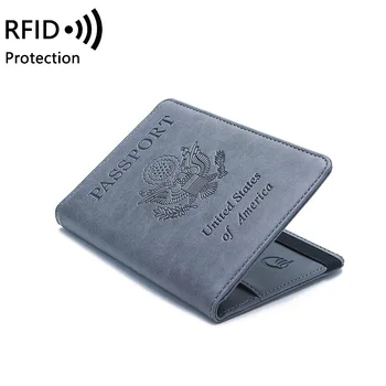 Женский Мужской кошелек, держатель для карт, Американская RFID Многофункциональная сумка для хранения билетов, документов, защитный чехол для паспорта за границей