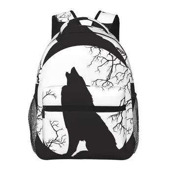 Женский рюкзак Wolf Howling At The Moon, модная сумка для женщин, мужская школьная сумка, сумка для книг Mochila