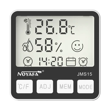 ЖК-цифровой гигрометр-термометр с двойной влажностью, измеритель температуры в помещении и на улице, метеостанция, календарь и будильник с часами