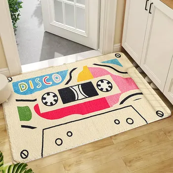 Забавная ретро-кассета -Креативный коврик для входной двери- Противоскользящие коврики для гостиной, ванной комнаты/Мягкие
