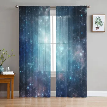 Звездное Глубокое Небо Галактика Звездные шторы для гостиной Спальни Кухни Шифоновая Прозрачная Обработка окон