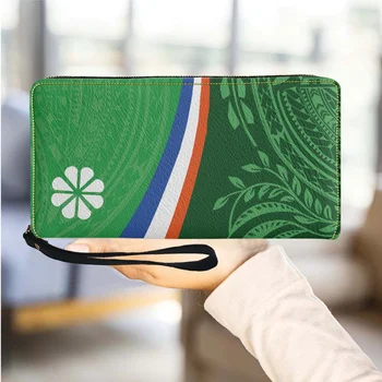 Зеленый женский кошелек с флагом Маршалловаго Острова Кваджалейн, многофункциональный женский кошелек из искусственной кожи на молнии, длинный клатч для кредитных карт,