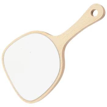 Зеркало с деревянной ручкой, круглое ручное зеркало в деревянной раме, ручное зеркало с ручкой для макияжа в путешествиях