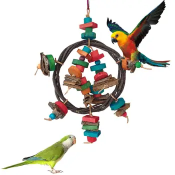 Игрушка-птичка для попугаев Игрушка для игры с попугаями Прочные деревянные игрушки-птички для попугаев Простая установка Забавные игрушки для жевания для птиц