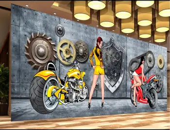 изготовленная на заказ фреска 3d фотообои Мотоциклетная экипировка Бар КТВ фоновое оформление комнат ТВ обои для стен гостиной