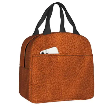 Изготовленная на Заказ Ярко-оранжево-коричневая Кожаная сумка для ланча, Женский холодильник, Термоизолированные ланч-боксы для офиса для взрослых