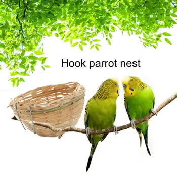 Износостойкое птичье гнездо из натуральных материалов, гнездо для спящего попугая, сплетенное вручную с крючком, домашняя птица, попугай, бамбуковый домик для птиц, принадлежности для птиц