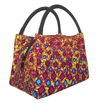 Изолированная сумка для ланча с цифровым принтом в Африканском стиле Анкара, Женский Африканский Этнический племенной контейнер для ланча для пикника на открытом воздухе, коробка для еды