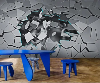 Индивидуальные 3D обои с чувством трехмерной геометрической технологии фоновая стена стойки регистрации офиса Белые мозаичные обои