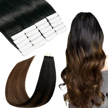 Индийская лента для наращивания человеческих волос Remy с двойной вытяжкой, 12-22-дюймовая лента Омбре для наращивания человеческих волос с двойными сторонами