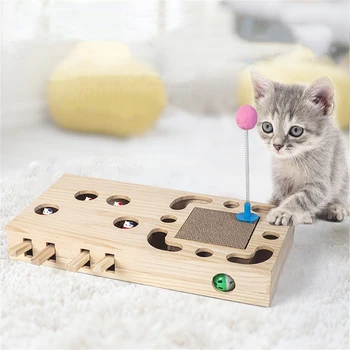 Интерактивные игрушки для кошек, упражнения для домашних животных, Забавные кошки, Тизерная палочка, Когтеточка для кошек, деревянный котенок, Погоня, мышь, Кошки, игровая коробка