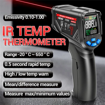 Инфракрасный Термометр Лазерный Цифровой Измеритель Температуры -20 ~ 650 ℃ Бесконтактный Измеритель Температуры Датчик Влажности с Обратным VA
