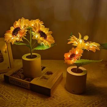 Искусственный Тюльпан Подсолнух Декоративный светильник Перезаряжаемая лампа для спальни Креативный ночник для подарка другу на День рождения к празднику
