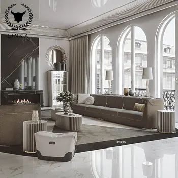 Итальянский легкий роскошный кожаный диван, изготовленная на заказ мебель для гостиной в скандинавском стиле, современный минималистский трехместный диван для виллы