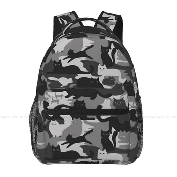 Камуфляжный узор с кошками, камуфляжные рюкзаки, камуфляжный повседневный принт, студенческая школьная сумка, Женские мужские дорожные сумки, рюкзак для ноутбука