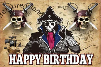 Карта пиратских сокровищ, приключение на пиратском корабле, фото для вечеринки по случаю дня рождения, фон для фотографии, баннер, плакат