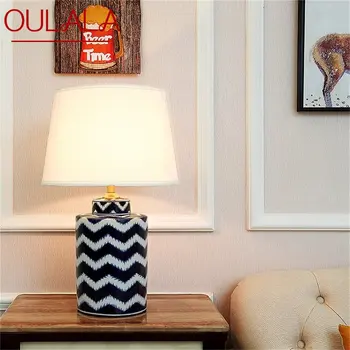 Керамические настольные лампы OULALA с диммером для настольного освещения, Медь, Роскошная ткань для дома, гостиной, столовой, Спальни, офиса