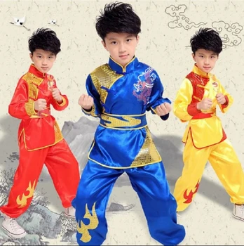 китайский костюм красная детская традиционная форма ушу, костюм для детей, одежда для девочек кунг-фу, набор для выступлений для мальчиков и девочек для танцев для мальчиков и девочек