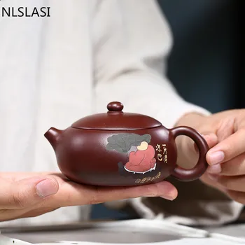 Китайский чайник Исин Ручной работы из фиолетовой глины чайники фильтр xishi горшок Сырая руда красота чайник индивидуальные подарки Аутентичные 200 мл
