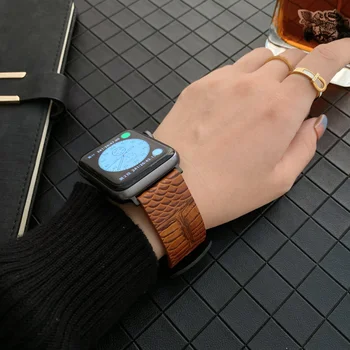 Кожаный Ремешок для Apple Watch Band 49 мм 45 мм 41 мм 44 мм 40 мм 42 мм 38 мм Сменный Браслет для iWatch Серии Ultra 8 7 6 5 4 SE