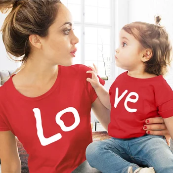 Комплект семейной одежды для мамы и дочки, Красная футболка с принтом любви, Топ для мамы и дочки, Одежда для мамы и дочки, Летняя новинка