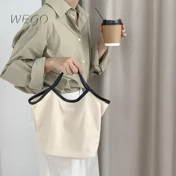 Корейская повседневная сумка, холщовое ведро, женская модная новая сумка, холщовые сумки из искусственной кожи большой емкости