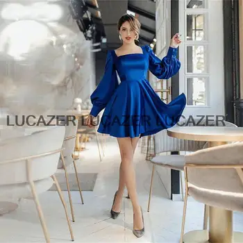 Королевское синее вечернее платье с короткими пышными рукавами 2022, платье для выпускного вечера с пятнами трапециевидной формы, платье для вечеринки по особому случаю, новое поступление на заказ