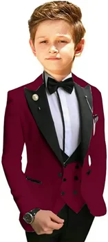 Костюм для мальчика Бордовый Строгий костюм для свадеб выступления Детский костюм ведущего вечеринки Оптовая продажа одежды Блейзер Брюки Подростковый пиар