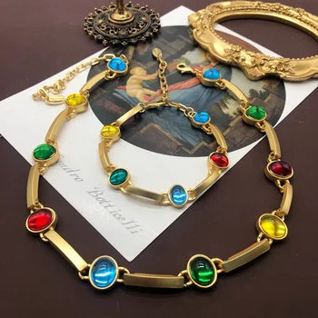 Красочное ожерелье из глазури Универсальные Аксессуары Антикварные украшения Элегантные ювелирные изделия для женщин