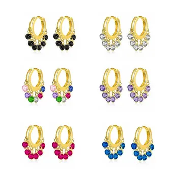 Красочные серьги-кольца с кисточками из кубического циркона для женщин, изящные милые серьги, ювелирные подарки eh482