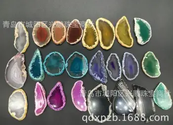 Кусочки натурального агата, Жеода, Полированная плита, Бразильский кристалл, кварцевые украшения в случайном порядке