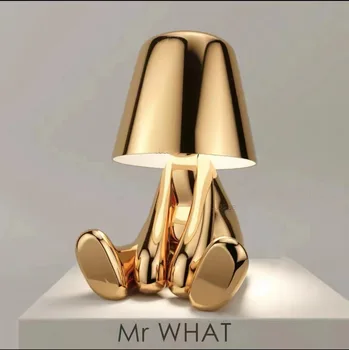 Лампа-статуэтка Мыслителя, Маленький ночник с сенсорной атмосферой для спальни, Декоративная лампа для зарядки через USB